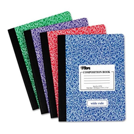Tops Business Forms TOPS Composition Book w/Hard Cvr 63794, 9-3/4" x 7-1/2", White, 100 Sheets/Pack 63794